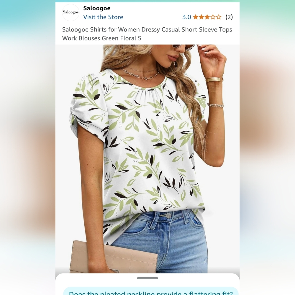 Saloogoe Floral Print Women's Top - White Small